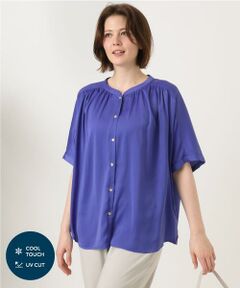 eur3 / エウルキューブ シャツ・ブラウス | 【大きいサイズ/a.v.v×eur3】【接触冷感/UVカット】サテンギャザーブラウス