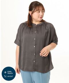 eur3 / エウルキューブ シャツ・ブラウス | 【大きいサイズ/a.v.v×eur3】【接触冷感/UVカット】サテンギャザーブラウス