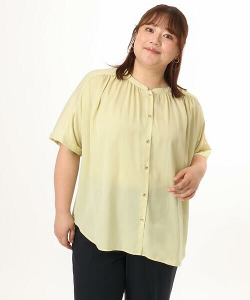 eur3 / エウルキューブ シャツ・ブラウス | 【大きいサイズ/a.v.v×eur3】【接触冷感/UVカット】サテンギャザーブラウス | 詳細2