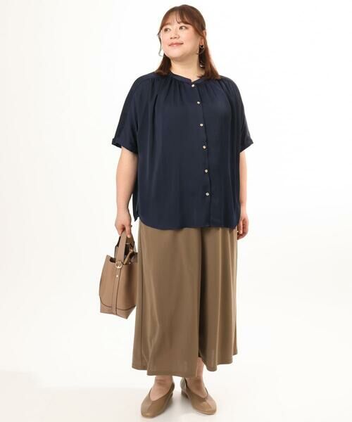 eur3 / エウルキューブ シャツ・ブラウス | 【大きいサイズ/a.v.v×eur3】【接触冷感/UVカット】サテンギャザーブラウス | 詳細19