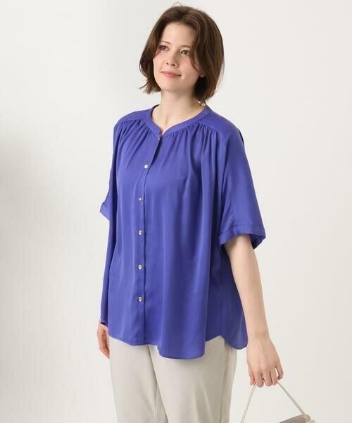 eur3 / エウルキューブ シャツ・ブラウス | 【大きいサイズ/a.v.v×eur3】【接触冷感/UVカット】サテンギャザーブラウス | 詳細22