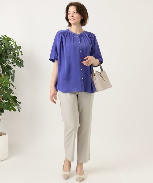 eur3 / エウルキューブ シャツ・ブラウス | 【大きいサイズ/a.v.v×eur3】【接触冷感/UVカット】サテンギャザーブラウス | 詳細23