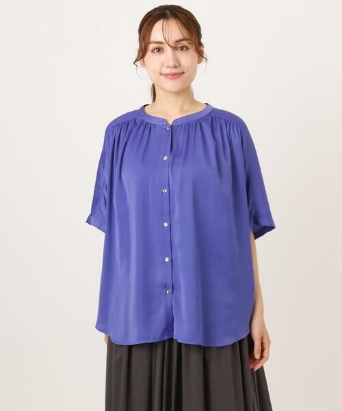 eur3 / エウルキューブ シャツ・ブラウス | 【大きいサイズ/a.v.v×eur3】【接触冷感/UVカット】サテンギャザーブラウス | 詳細25