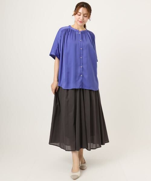 eur3 / エウルキューブ シャツ・ブラウス | 【大きいサイズ/a.v.v×eur3】【接触冷感/UVカット】サテンギャザーブラウス | 詳細27