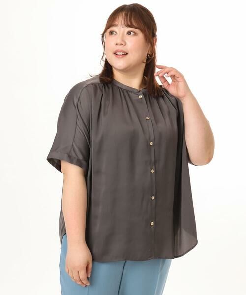 eur3 / エウルキューブ シャツ・ブラウス | 【大きいサイズ/a.v.v×eur3】【接触冷感/UVカット】サテンギャザーブラウス | 詳細20
