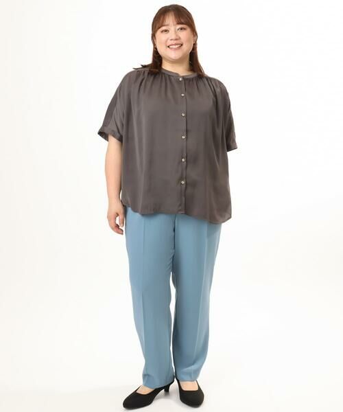 eur3 / エウルキューブ シャツ・ブラウス | 【大きいサイズ/a.v.v×eur3】【接触冷感/UVカット】サテンギャザーブラウス | 詳細21
