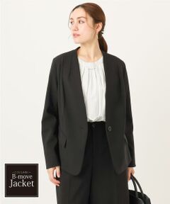 eur3 / エウルキューブ ノーカラージャケット | 【大きいサイズ/11号サイズあり/洗える/セットアップ対応】Wクロスノーカラージャケット