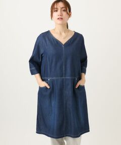 eur3 / エウルキューブ ロング・マキシ丈ワンピース | 【大きいサイズ】Vネックデニムチュニック