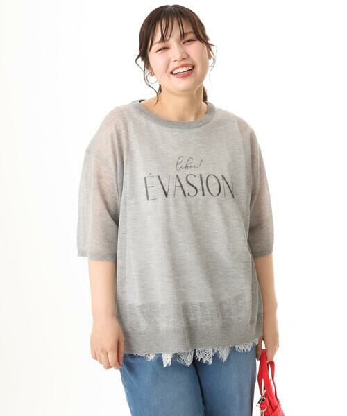 eur3 / エウルキューブ ニット・セーター | 【WEB先行販売】【大きいサイズ/a.v.v×eur3】シア—ロゴプリントニット | 詳細18
