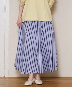 eur3 / エウルキューブ ロング・マキシ丈スカート | 【大きいサイズ】ドビーストライプフレアスカート