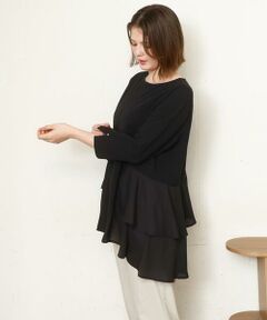 eur3 / エウルキューブ カットソー | 【大きいサイズ/セットアップ対応】カットジョーゼットバックティアードカットソー