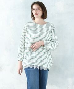 eur3 / エウルキューブ カットソー | 【WEB先行販売】【大きいサイズ】リップルボーダーカットソー