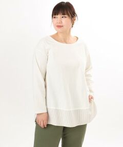 eur3 / エウルキューブ カットソー | 【大きいサイズ】裾ストライプカットソー