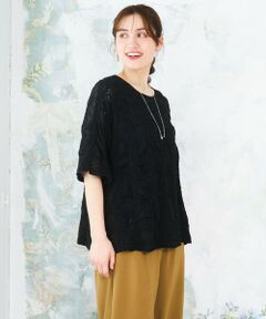 eur3 / エウルキューブ その他トップス | 【大きいサイズ】シャーリングレースアンサンブル