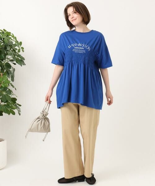 eur3 / エウルキューブ カットソー | 【大きいサイズ/機能素材】シャーリングロゴTシャツ | 詳細2