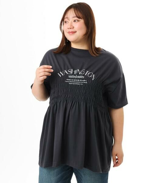 eur3 / エウルキューブ カットソー | 【大きいサイズ/機能素材】シャーリングロゴTシャツ | 詳細12