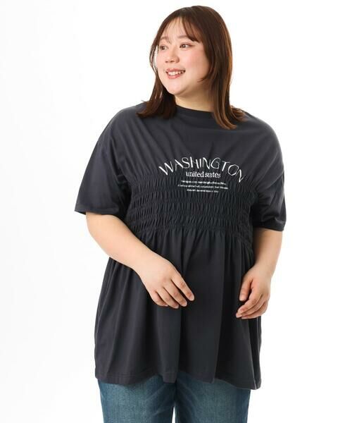 eur3 / エウルキューブ カットソー | 【大きいサイズ/機能素材】シャーリングロゴTシャツ | 詳細13