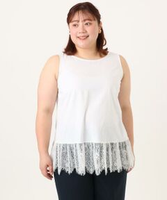 eur3 / エウルキューブ タンクトップ | 【大きいサイズ】レースヘムタンクトップ