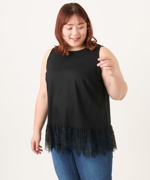 eur3 / エウルキューブ タンクトップ | 【大きいサイズ】レースヘムタンクトップ | 詳細10
