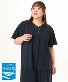 eur3 / エウルキューブ カットソー | 【大きいサイズ/接触冷感/セットアップ対応】Vネックジャージートップス
