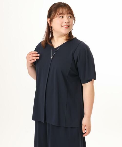 eur3 / エウルキューブ カットソー | 【大きいサイズ/接触冷感/セットアップ対応】Vネックジャージートップス | 詳細2