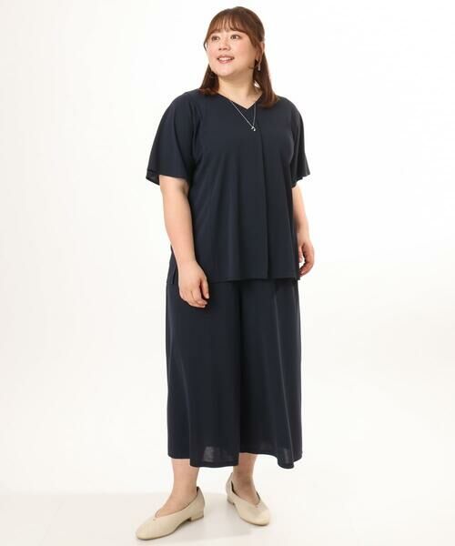 eur3 / エウルキューブ カットソー | 【大きいサイズ/接触冷感/セットアップ対応】Vネックジャージートップス | 詳細3