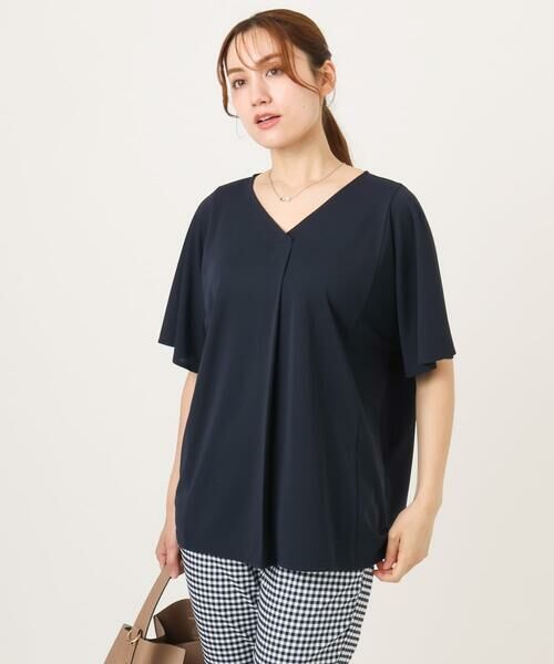 eur3 / エウルキューブ カットソー | 【大きいサイズ/接触冷感/セットアップ対応】Vネックジャージートップス | 詳細6