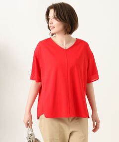 eur3 / エウルキューブ カットソー | 【大きいサイズ】Vネック袖シア—トップス