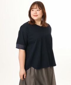 eur3 / エウルキューブ カットソー | 【大きいサイズ】Vネック袖シア—トップス