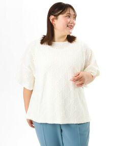 eur3 / エウルキューブ カットソー | 【大きいサイズ】アイレットレースフレアスリーブトップス