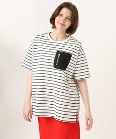 eur3 / エウルキューブ カットソー | 【大きいサイズ】ジップポケットコットンTシャツ