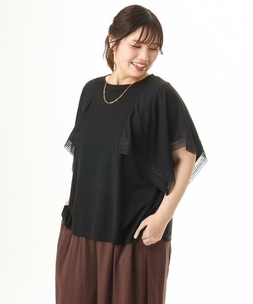 eur3 / エウルキューブ カットソー | 【WEB先行販売】【大きいサイズ/a.v.v×eur3】接触冷感ハンカチーフスリーブカットソー | 詳細25
