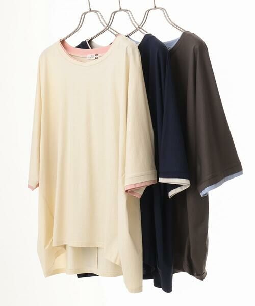 eur3 / エウルキューブ カットソー | 【大きいサイズ/ 接触冷感】配色コットントップス | 詳細21