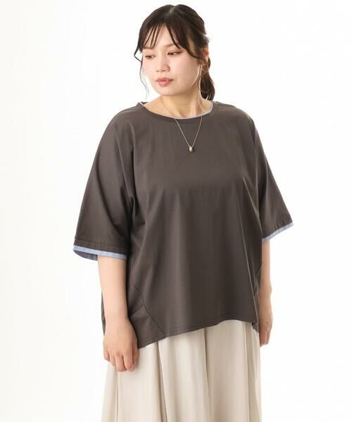 eur3 / エウルキューブ カットソー | 【大きいサイズ/ 接触冷感】配色コットントップス | 詳細9