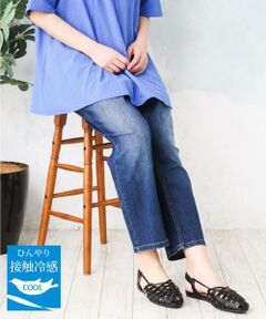eur3 / エウルキューブ ショート・ハーフ・半端丈パンツ | 【大きいサイズ/接冷感触】ストレッチゆるフィットデニム