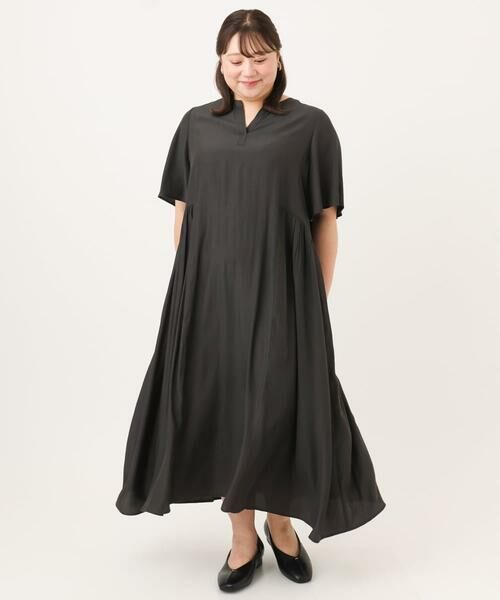 eur3 / エウルキューブ ロング・マキシ丈ワンピース | 【大きいサイズ/接触冷感】バンドカラーギャザーチュニック | 詳細13