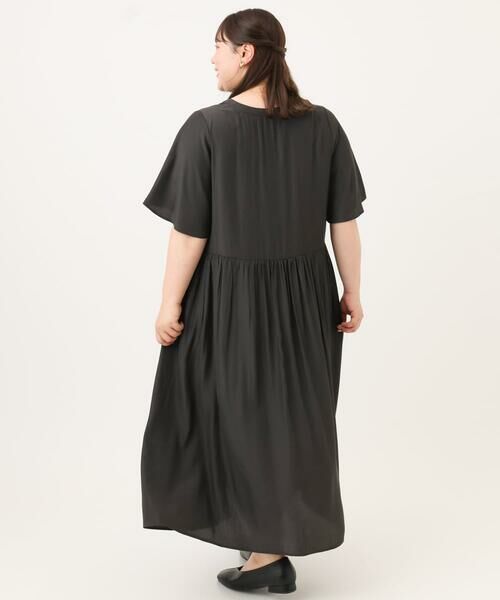 eur3 / エウルキューブ ロング・マキシ丈ワンピース | 【大きいサイズ/接触冷感】バンドカラーギャザーチュニック | 詳細14