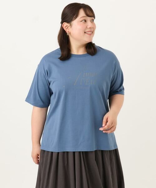 eur3 / エウルキューブ カットソー | 【大きいサイズ/UVカット/接触冷感】ドロップショルダーロゴTシャツ | 詳細1