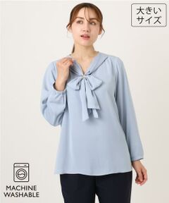 eur3 / エウルキューブ シャツ・ブラウス | 【大きいサイズ/11号サイズあり】スカーフリング付きマルチウェイブラウス