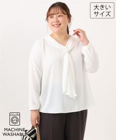 eur3 / エウルキューブ シャツ・ブラウス | 【大きいサイズ/11号サイズあり】スカーフリング付きマルチウェイブラウス