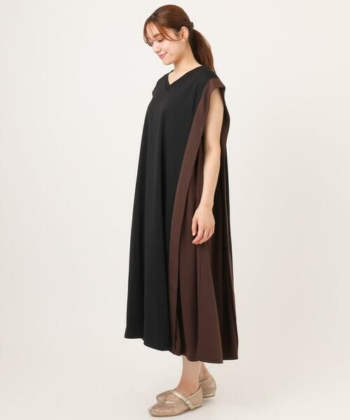 eur3 / エウルキューブ ロング・マキシ丈ワンピース | 【大きいサイズ/LAVEANGE×eur3】バイカラーノースリーブワンピース | 詳細7