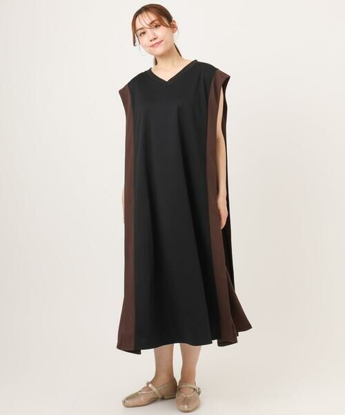 eur3 / エウルキューブ ロング・マキシ丈ワンピース | 【大きいサイズ/LAVEANGE×eur3】バイカラーノースリーブワンピース | 詳細8