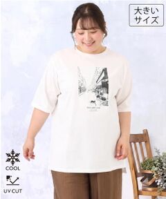 eur3 / エウルキューブ カットソー | 【大きいサイズ/接触冷感/UVカット】ネコプリントTシャツ