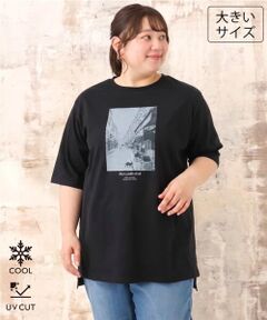 eur3 / エウルキューブ カットソー | 【大きいサイズ/接触冷感/UVカット】ネコプリントTシャツ