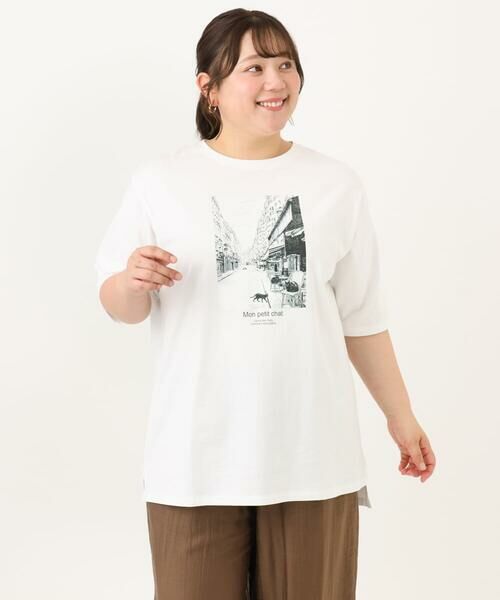 eur3 / エウルキューブ カットソー | 【大きいサイズ/接触冷感/UVカット】ネコプリントTシャツ | 詳細1