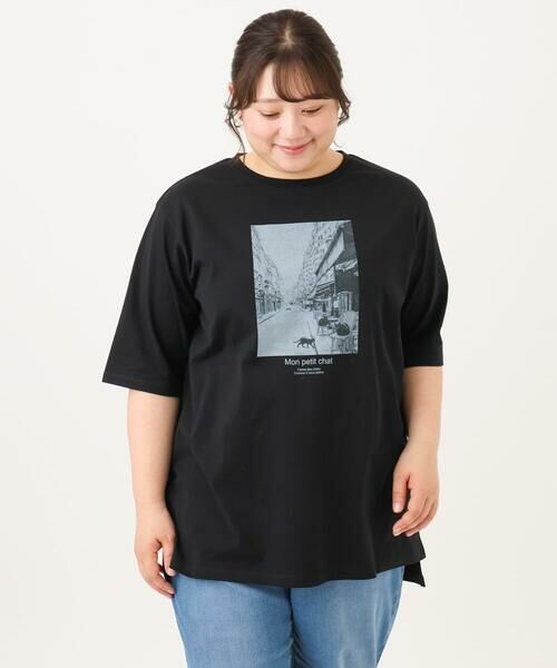 eur3 / エウルキューブ カットソー | 【大きいサイズ/接触冷感/UVカット】ネコプリントTシャツ | 詳細12