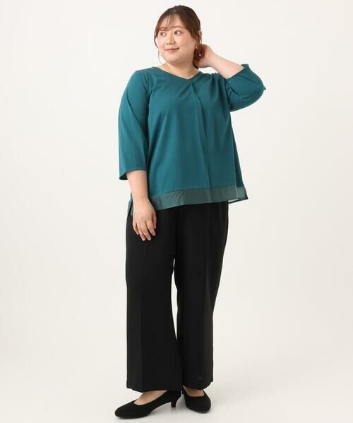 eur3 / エウルキューブ カットソー | 【大きいサイズ/接触冷感/UVカット】Vネック裾シア—カットソー | 詳細13