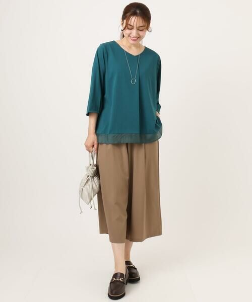 eur3 / エウルキューブ カットソー | 【大きいサイズ/接触冷感/UVカット】Vネック裾シア—カットソー | 詳細9