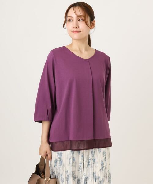 eur3 / エウルキューブ カットソー | 【大きいサイズ/接触冷感/UVカット】Vネック裾シア—カットソー | 詳細14