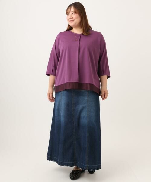 eur3 / エウルキューブ カットソー | 【大きいサイズ/接触冷感/UVカット】Vネック裾シア—カットソー | 詳細20